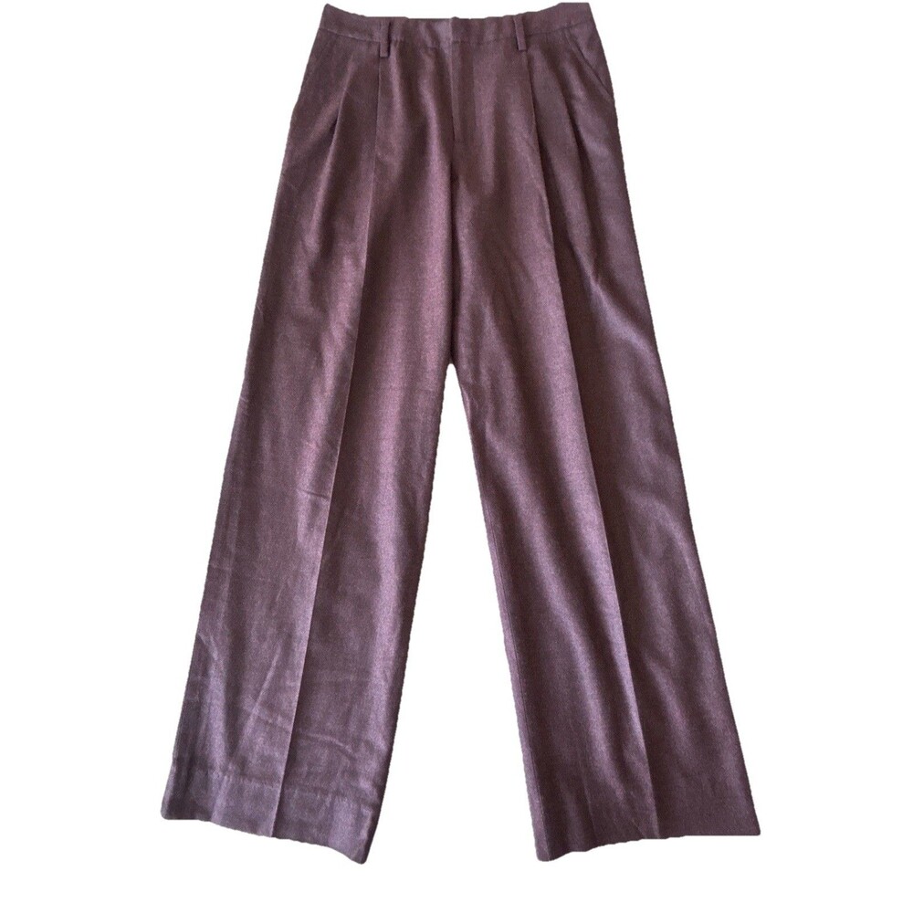 Linda Allard Ellen Tracy Wool Pants Womens 2 Pleated Wide Leg Pants Trouser Plum